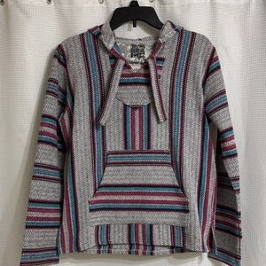 NWOT “Original Senor Lopez” Striped Baja Hoodie. Size M